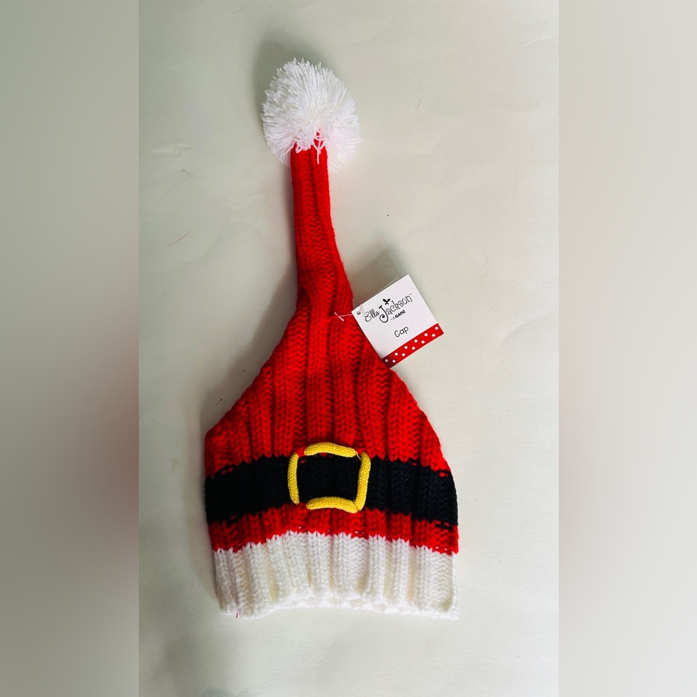 Ella Jackson By Ganz Cap Red Santa Baby Kids Knit Beanie 0-12 Mo  Christmas Wear